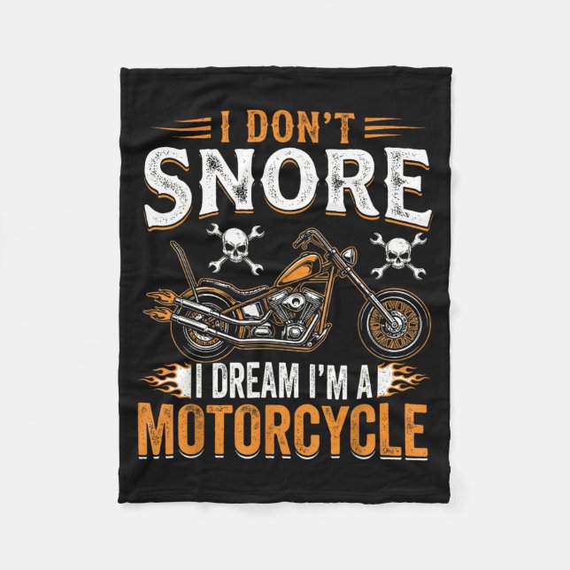 Funny I Don't Snore I Dream I'm A Motorcycle Biker Fleecedecke (Vorderseite)