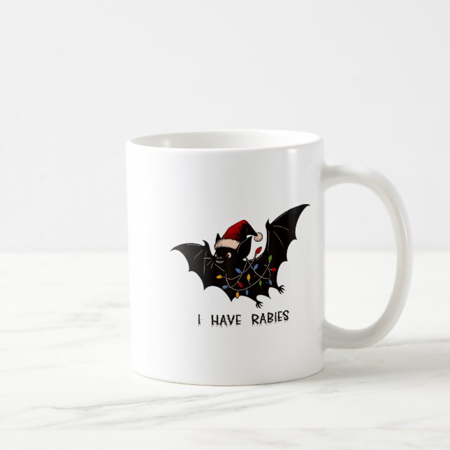 Funny I Have Rabies Christmas Bat Matching Holiday Kaffeetasse (Rechts)