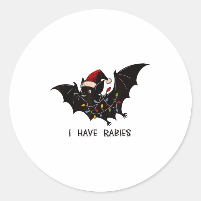 Funny I Have Rabies Christmas Bat Matching Holiday Runder Aufkleber (Vorderseite)