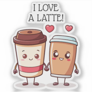 Funny I Liebe A Latte Aufkleber