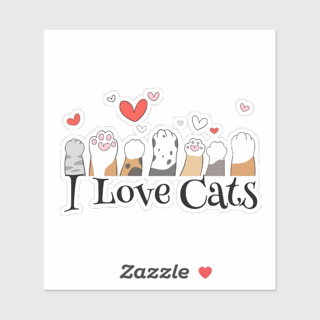 Funny I Liebe Cats Sticker (Blatt)