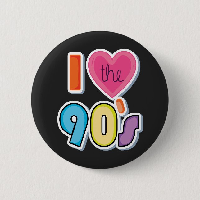 Funny I Liebe Die 90er, 1990er Theme Party Button (Vorderseite)