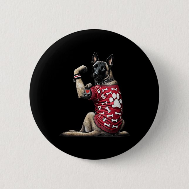 Funny I Liebe Mama Tattoo Belgische Malinois Mama  Button (Vorderseite)