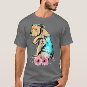 Funny I Liebe Mama Tattoo Pitbull Mama Eigentümer  T-Shirt