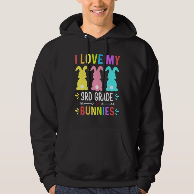 Funny I Liebe mein 3. Grade Bunnies Lehrer Ostern  Hoodie (Vorderseite)