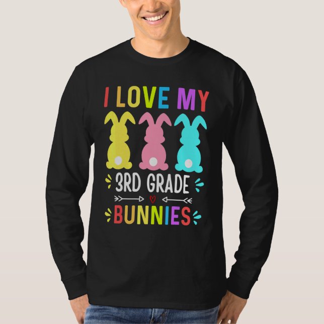Funny I Liebe mein 3. Grade Bunnies Lehrer Ostern  T-Shirt (Vorderseite)