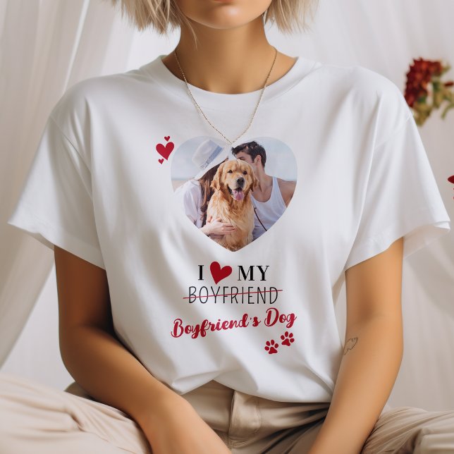 Funny I Liebe Mein Freund's Hund Custom Foto T-Shirt (Von Creator hochgeladen)