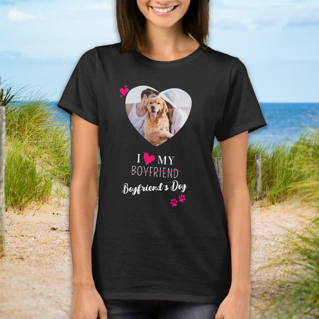Funny I Liebe Mein Freund's Hund Custom Foto T-Shirt (Von Creator hochgeladen)