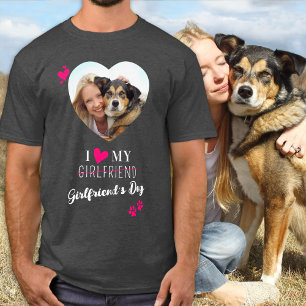 Funny I Liebe Meine Freundin Hund Lover Foto Herz T-Shirt