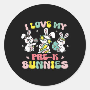 Funny I Liebe meine Pre-k Bunnies Preschool Lehrer Runder Aufkleber