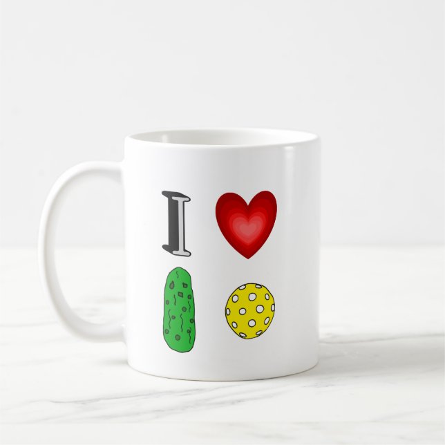 Funny I Liebe Pickleball Sportart Grafik Kaffeetasse (Links)