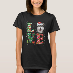 Funny I Liebe Siberian Husky Weihnachtsfeierliche T-Shirt