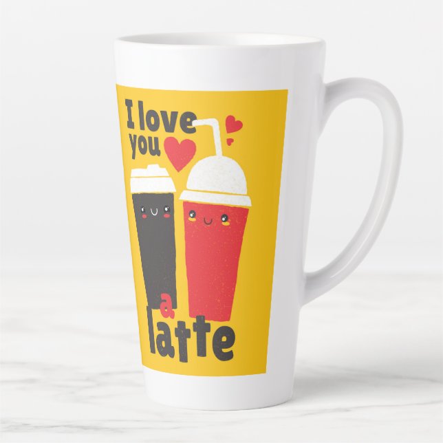 Funny I Liebe Sie LATTE Coffee Valentines Grafik Milchtasse (Rechts)