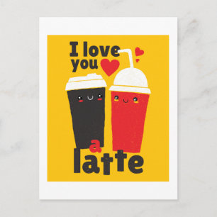Funny I Liebe Sie LATTE Coffee Valentines Grafik Postkarte