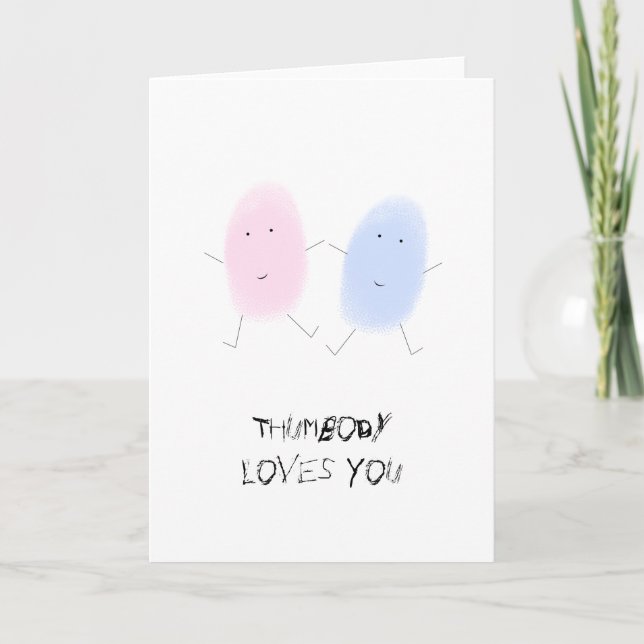 Funny I Liebe Sie Thumb Prints Karte (Vorderseite)