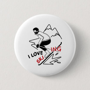 Funny I Liebe Skifahren - Großartige Schneefreunde Button