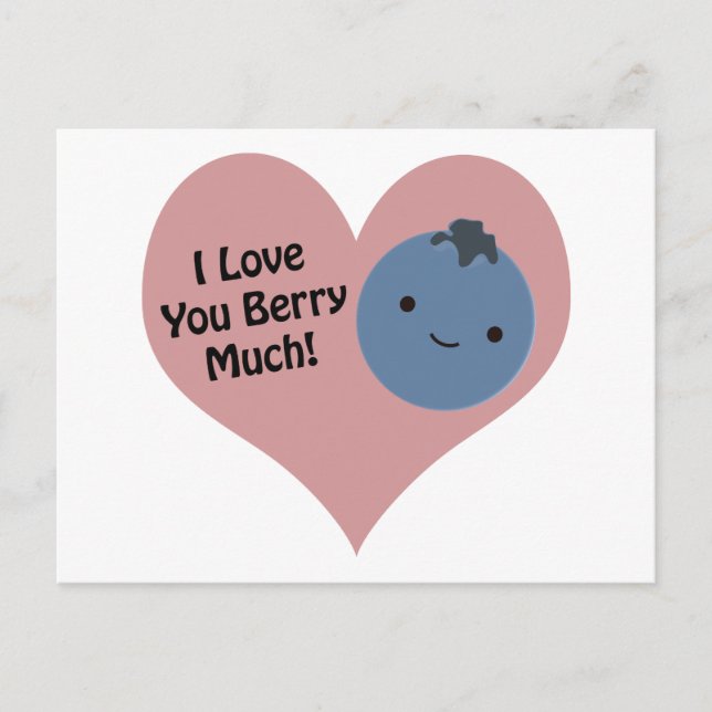 Funny I Liebe You Berry Much Niedlich Kawaii Blueb Postkarte (Vorderseite)