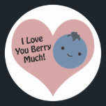 Funny I Liebe You Berry Much Niedlich Kawaii Blueb Runder Aufkleber<br><div class="desc">Ich Liebe, du berry viel! Lustbeerpun und niedliche Kawaii Heidelbeere.</div>