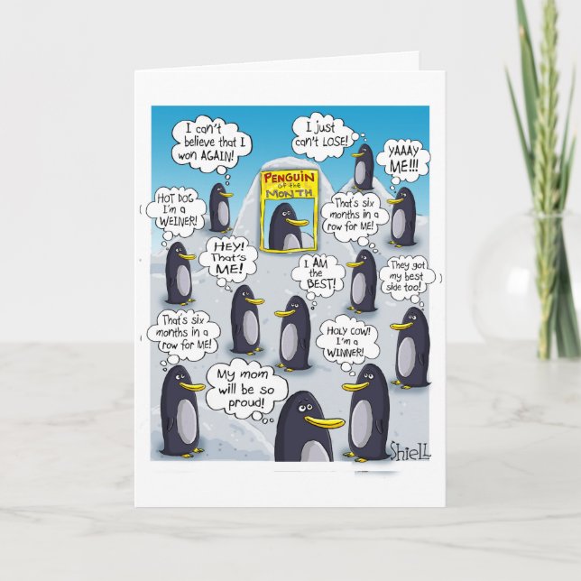 FUNNY "I LIEBE YOU" CARD - Pinguin of the Month. Karte (Vorderseite)