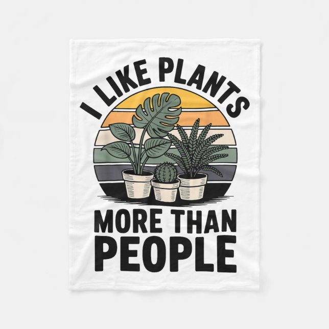 Funny I Like Plants More Than People Design  Fleecedecke (Vorderseite)