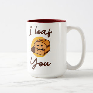 Funny "I Loaf You" Brot Pun Artwork - Niedliche Kü Zweifarbige Tasse