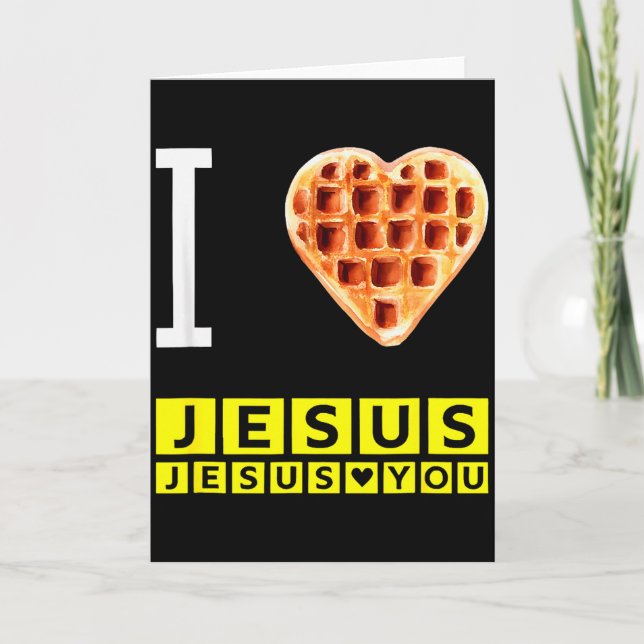 Funny I Love Jesus Waffle Heart Christian Breakfas Karte (Vorderseite)