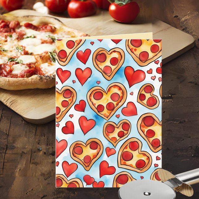 Funny I Love You with Every Pizza My Heart Karte (Funny custom card for an anniversary, Valentine's Day, or just because.)