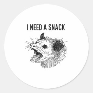 Funny I Need a Snack Meme - schreiend Opossum Poss Runder Aufkleber