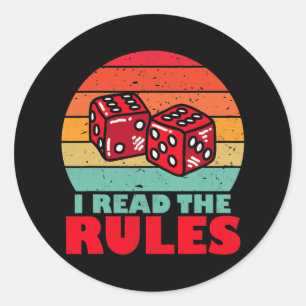 Funny I Read The Rules Board Spiele mit Würfeln Runder Aufkleber