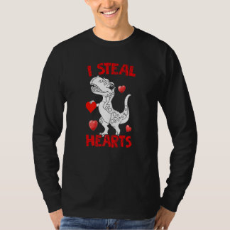 Funny I Steal Hearts Cute Valentine's Day Dino Lov T-Shirt