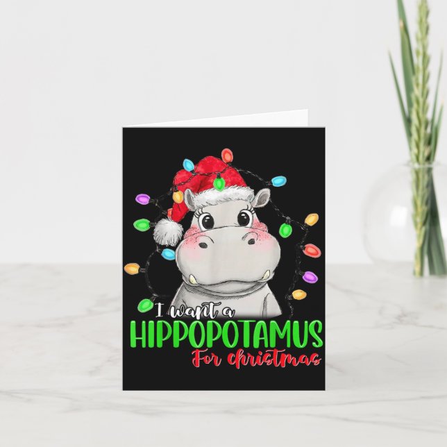 Funny I Want A Hiptamus For Christmas Xmas Hip Lov Karte (Vorderseite)
