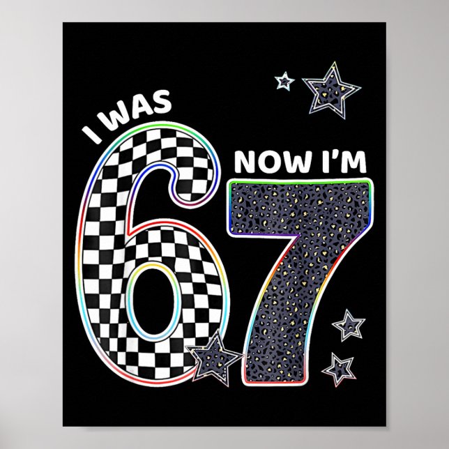 Funny I Was 6 Now I'm 7 Birthday 67 Meme For Boys  Poster (Vorne)
