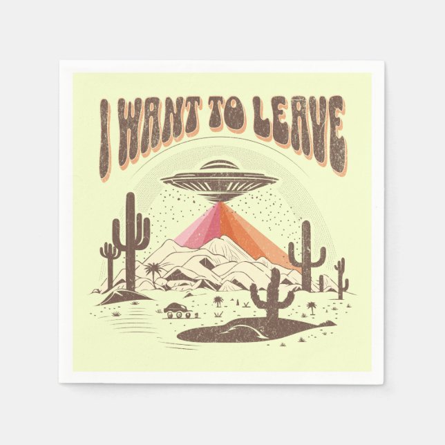 Funny "I woll to verlass" Raumschiff-Design Serviette (Vorderseite)