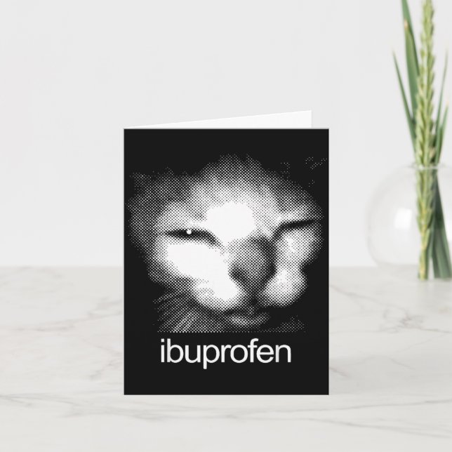 Funny Ibuprofen Cat Meme Retro Ugly Cat Face Mens  Karte (Vorderseite)
