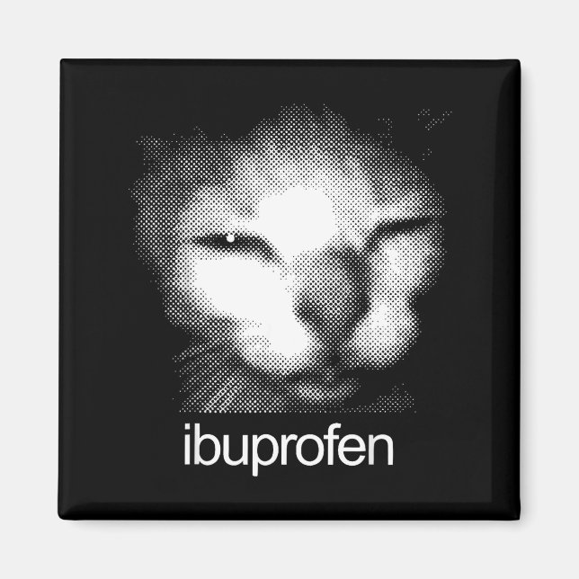 Funny Ibuprofen Cat Meme Retro Ugly Cat Face Mens  Magnet (Vorne)