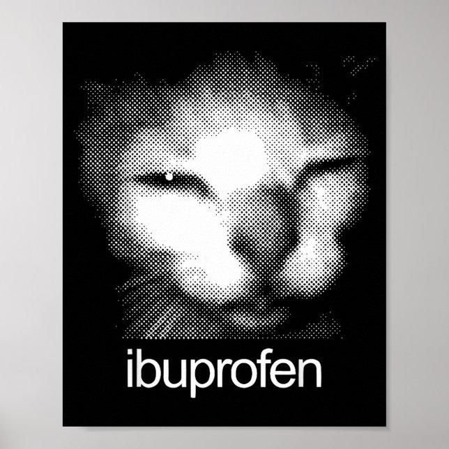 Funny Ibuprofen Cat Meme Retro Ugly Cat Face Mens  Poster (Vorne)