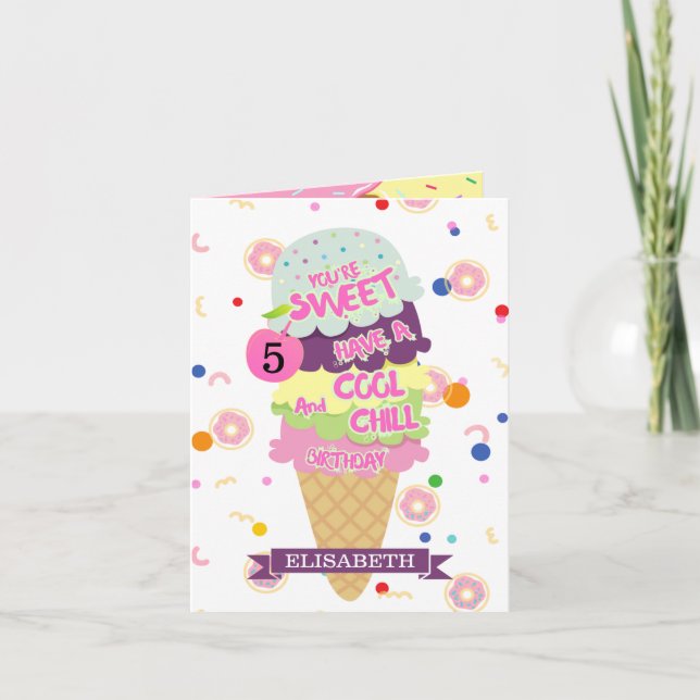 Funny Ice Creme Cone Kindergeburtstag Card Karte (Vorderseite)