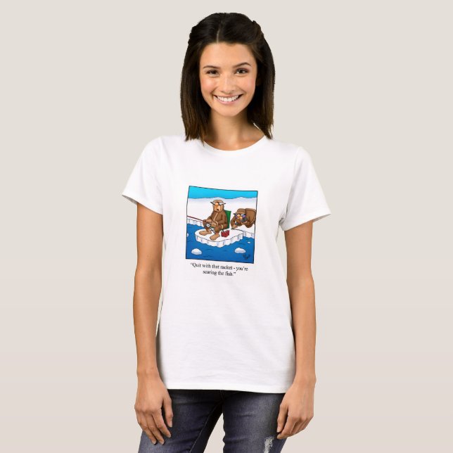 Funny Ice Fishing Tee Shirt für sie (Vorne ganz)
