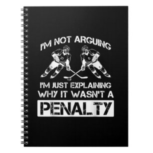 Funny Ice Hockey Player diskutiert Bully Penalty Notizblock