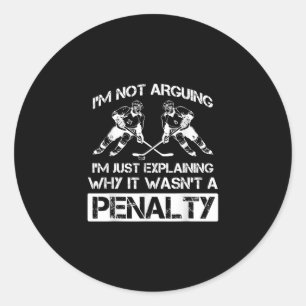 Funny Ice Hockey Player diskutiert Bully Penalty Runder Aufkleber