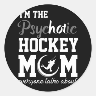 Funny Ice Hockey Player Geschenk Psychotic Hockey  Runder Aufkleber