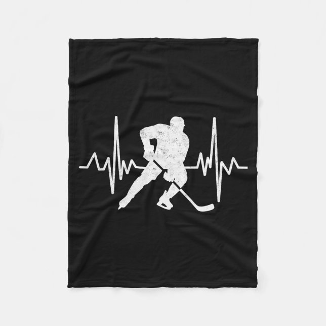 Funny Ice Hockey Player Goalie Heartbeat Hockey Fa Fleecedecke (Vorderseite)