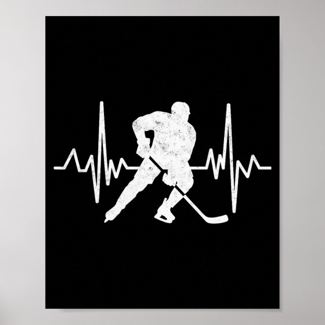 Funny Ice Hockey Player Goalie Heartbeat Hockey Fa Poster (Vorne)
