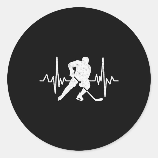 Funny Ice Hockey Player Goalie Heartbeat Hockey Fa Runder Aufkleber (Vorderseite)