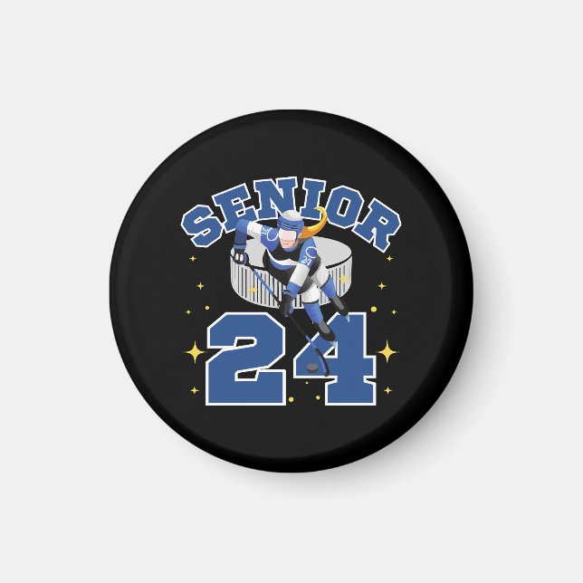 Funny Ice Hockey Senior 2024 Magnet (Vorne)