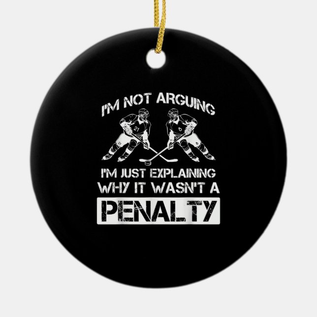 Funny Ice Hockey Spieler über Bully Penalty Keramik Ornament (Vorne)