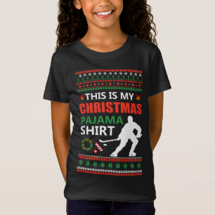 Funny Ice Hockey Weihnachtsfeier Pajama Ugly X Mas T-Shirt
