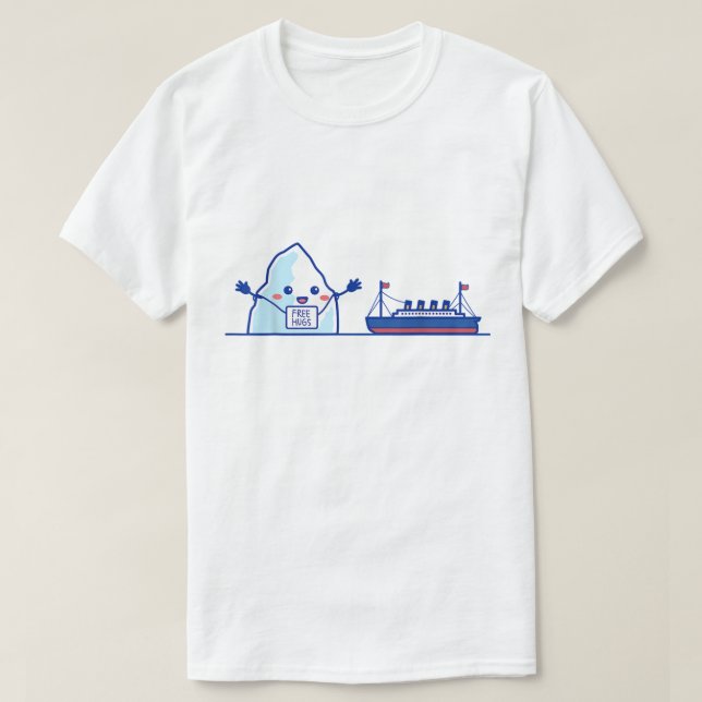 Funny Iceberg and Ship Free Hugs Meme T-Shirt (Design vorne)