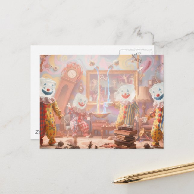 Funny icecube clowns surreal circus postkarte (Vorderseite/Rückseite Beispiel)