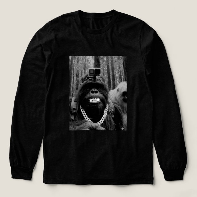 Funny iced  out  Bigfoot  camping Tri-Blend Shirt (Design Vorderseite)